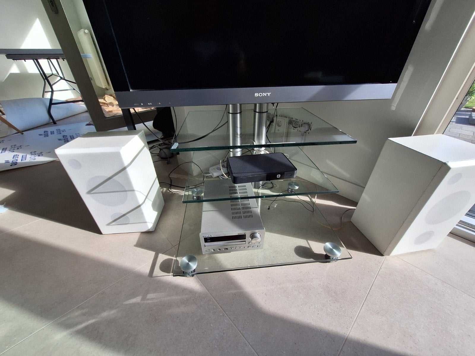 Tv standaard glas / metaal, Ophalen, Glas