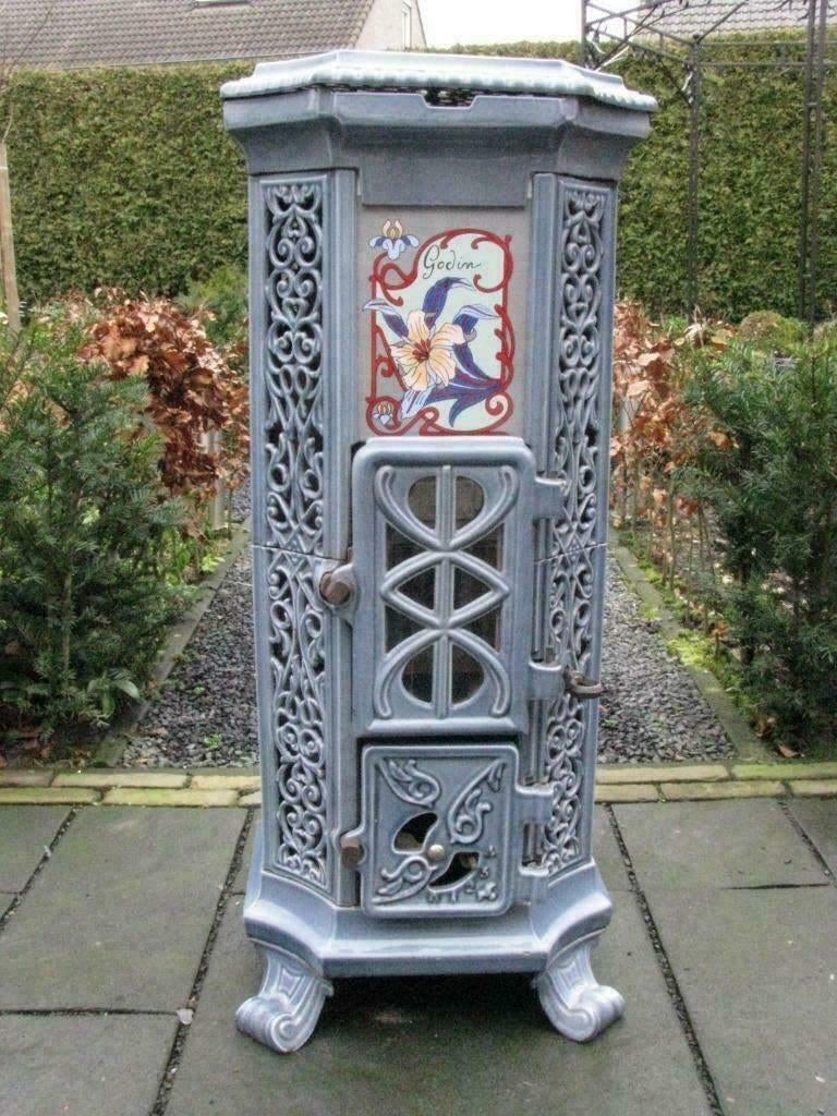 Prachtige Godin Belle Epoque houtkachel en/of kolen I.Z.G.S., Ophalen, Overige brandstoffen, Zo goed als nieuw, Vrijstaand