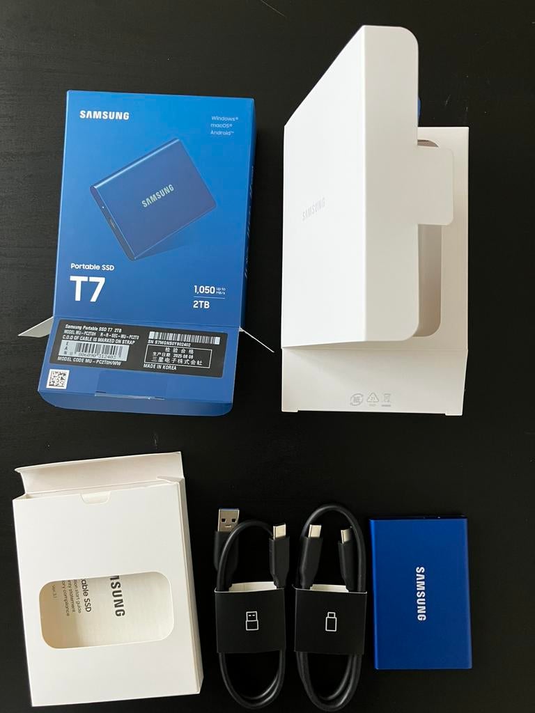 Samsung T7 2TB, 2TB, SSD, Externe, Comme neuf
