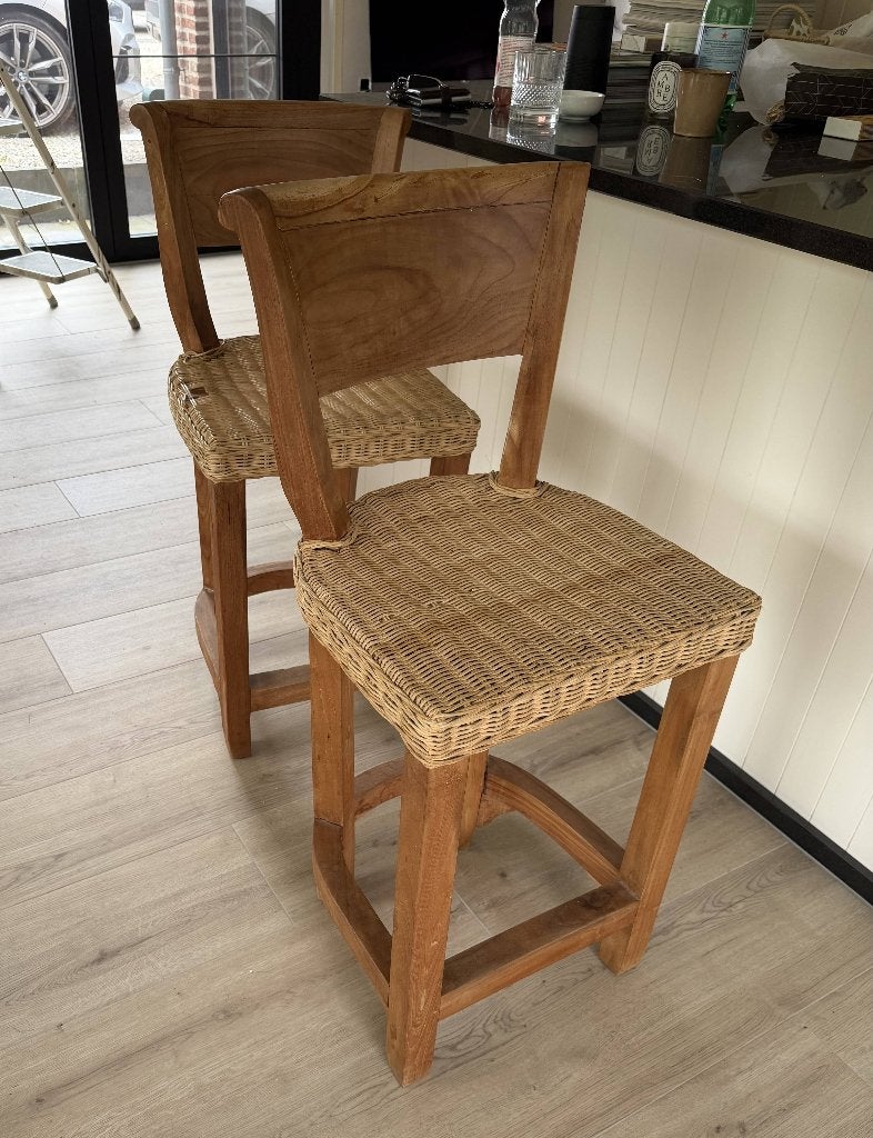 Greenen tafel met 6 stoelen en 2 barkrukken, 150 à 200 cm, Cinq personnes ou plus, Landelijk 88cm B 180cm OMM LOLO, Enlèvement