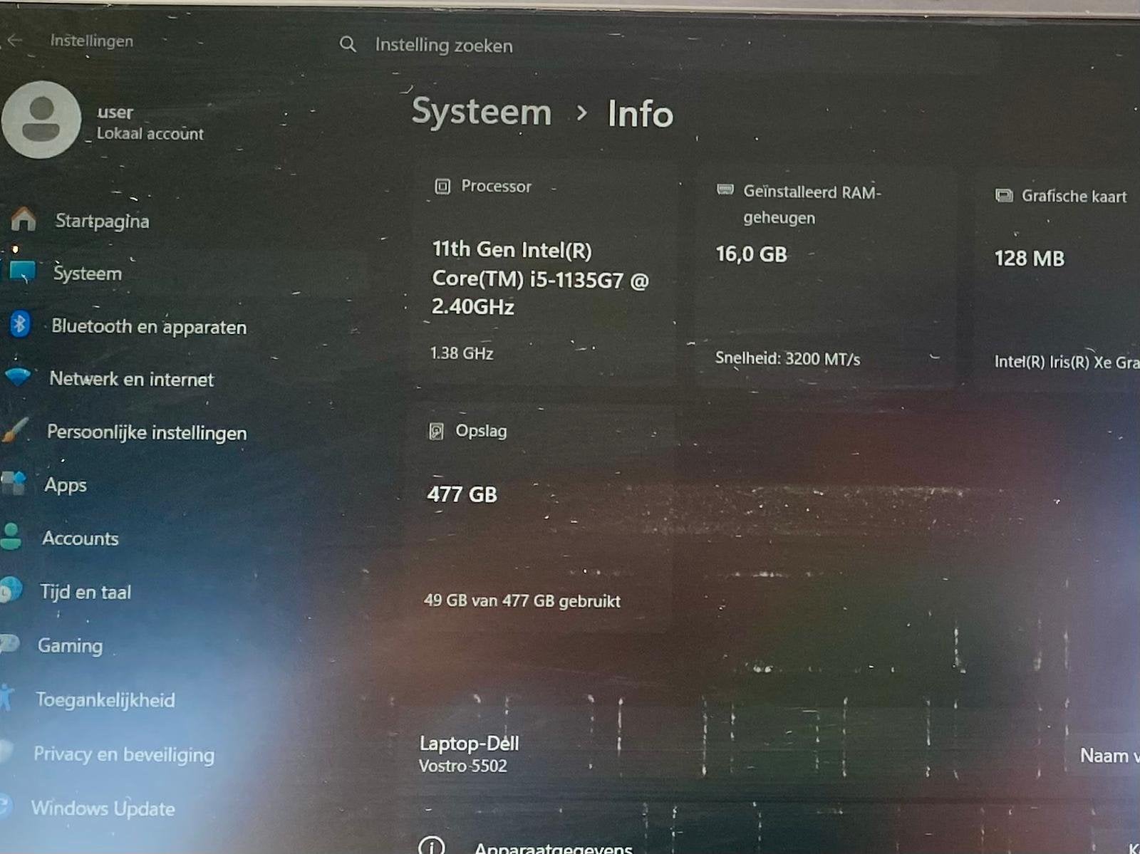 Laptop dell vostro 5502, Informatique & Logiciels, Enlèvement, Utilisé, SSD, Azerty