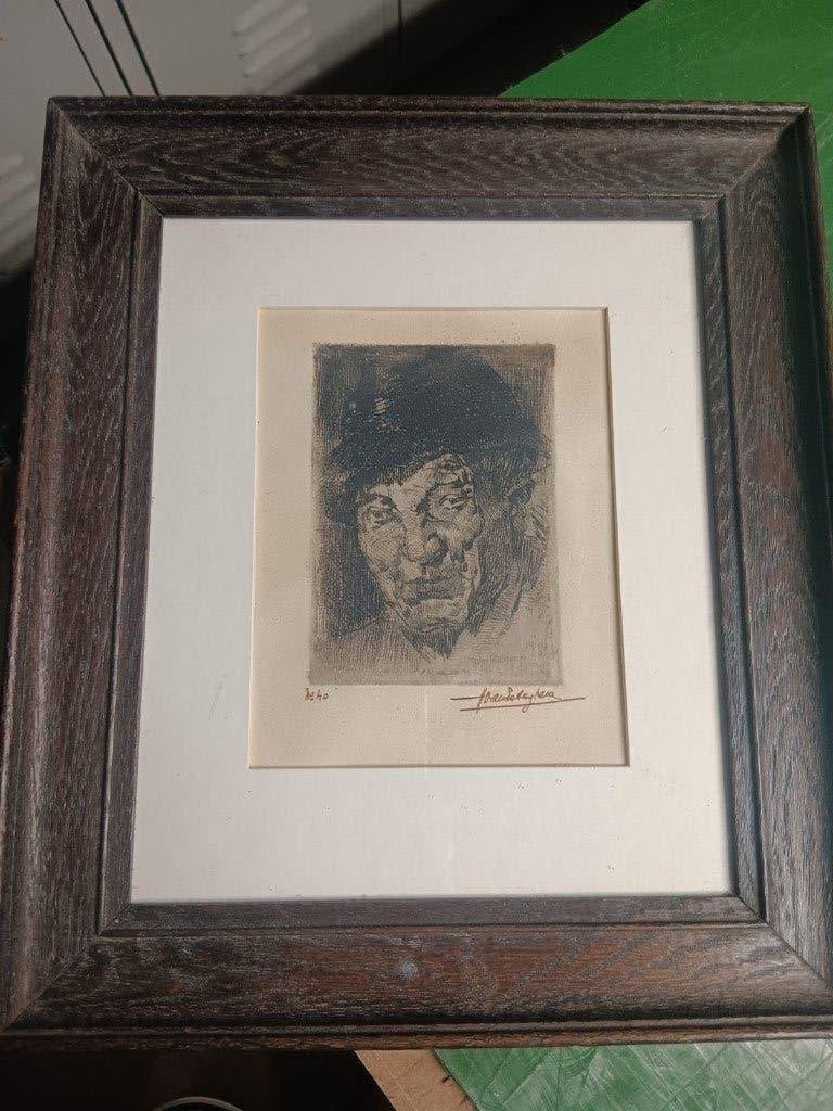 gesigneerde ets henri van peteghem, Antiek en Kunst, Ophalen of Verzenden, Ets, Gesigneerd