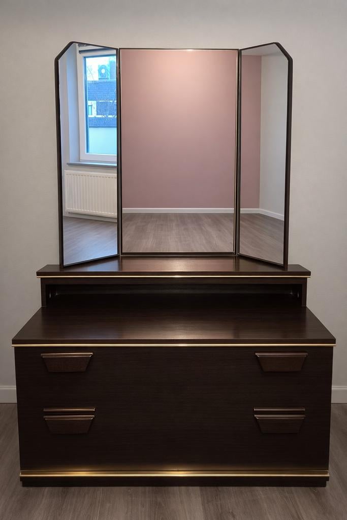 Vintage commode met drieluik spiegel, Huis en Inrichting, Ophalen, Gebruikt, 50 tot 100 cm, 150 tot 200 cm