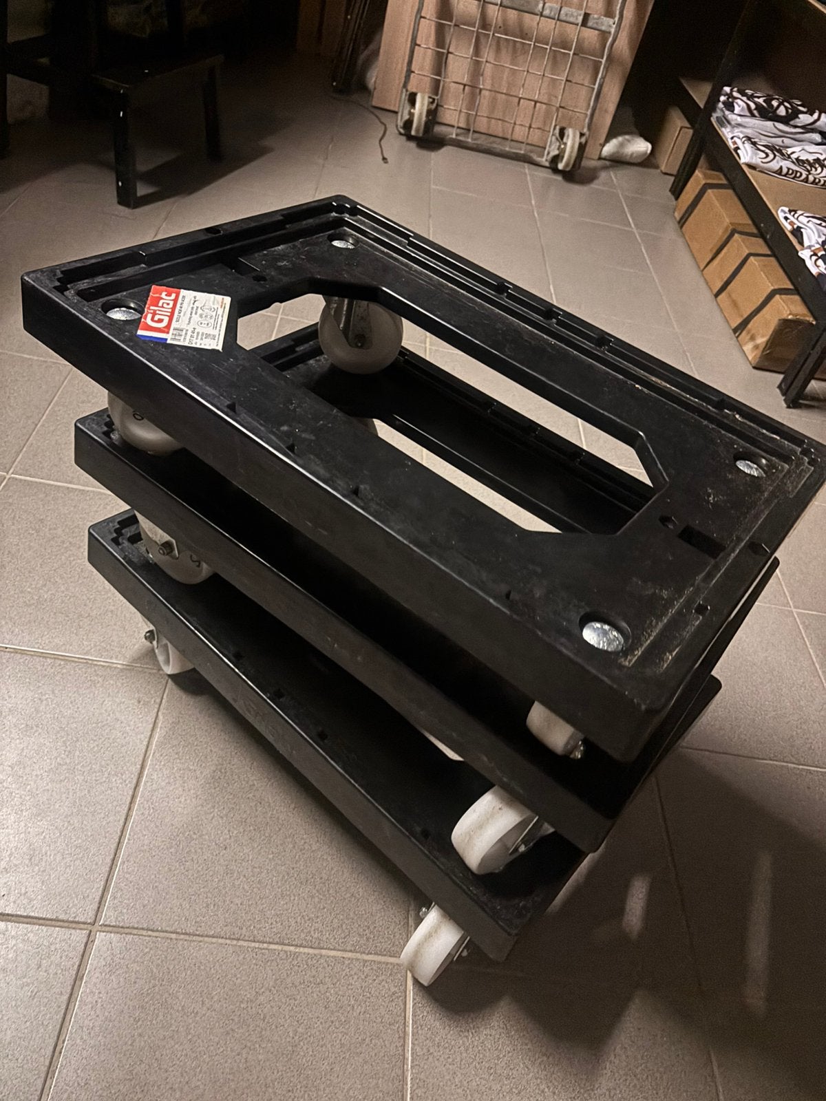 3x GILAC roller met 4 zwenkwielen - G170141 - zwart, Doe-het-zelf en Bouw, Ophalen, Zo goed als nieuw
