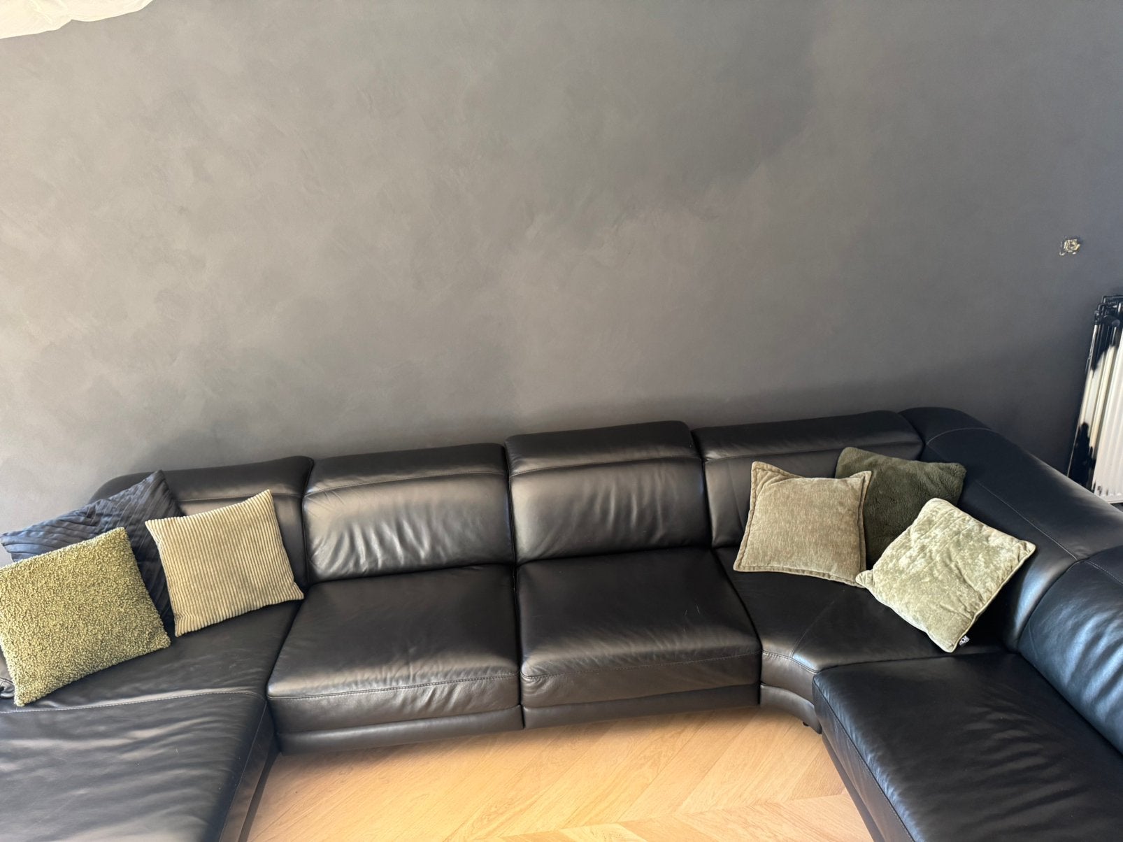 Zwart leder natuzzi salon, Huis en Inrichting, Ophalen, Zo goed als nieuw, Leer