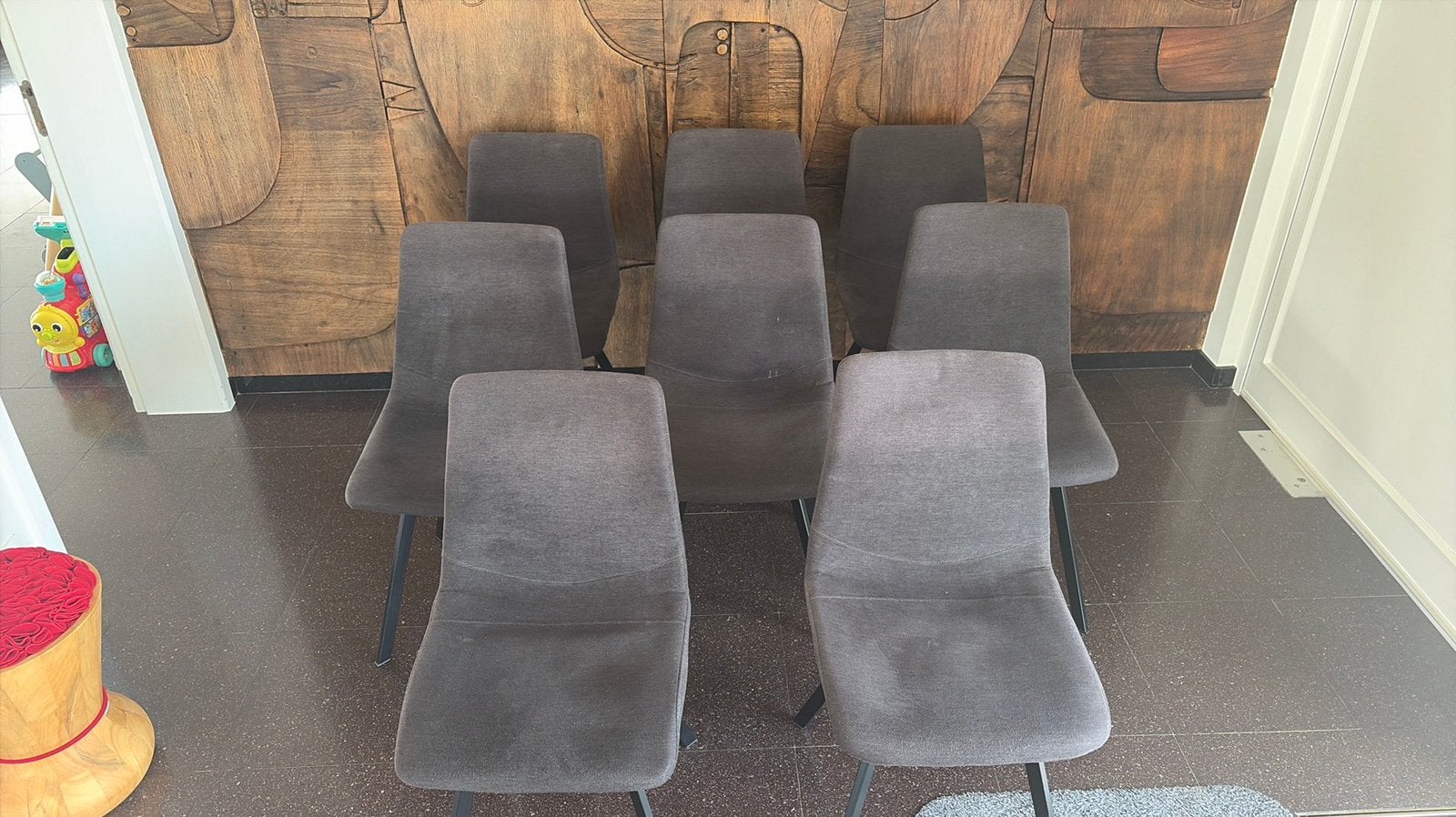 8 stoelen in stof, Huis en Inrichting, Stoelen, Ophalen, Gebruikt, Vijf, Zes of meer stoelen, Modern