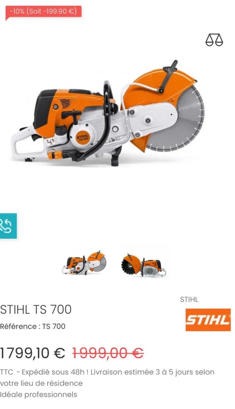 Tronçonneuse Stihl TS 700 + Stihl MS 362 C, Enlèvement, Comme neuf, Tronçonneuse