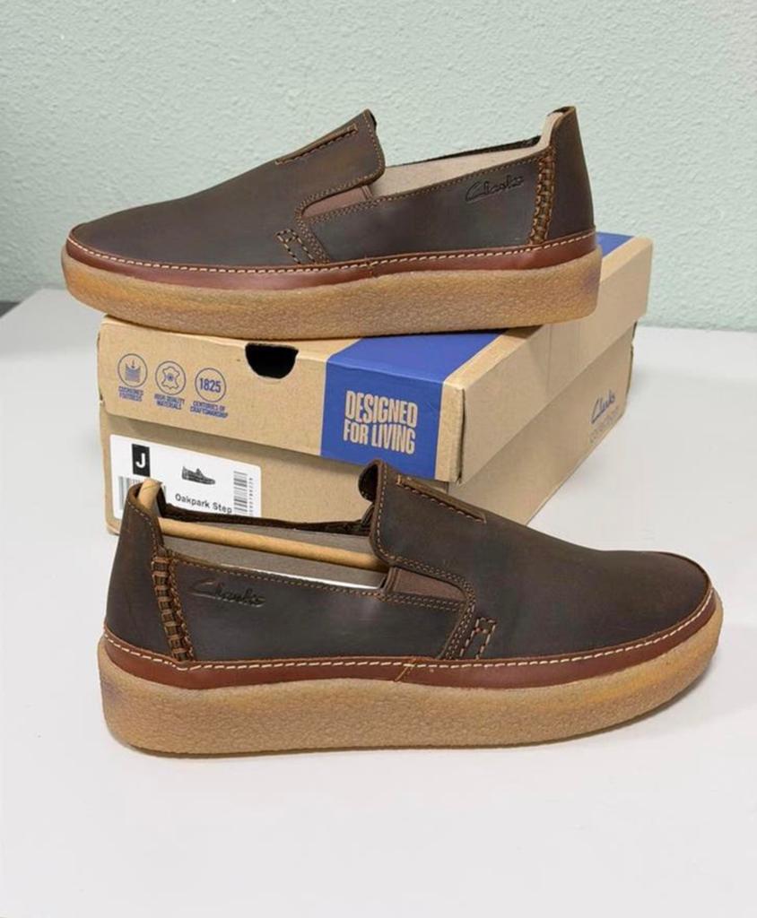 Clarks Oakpark Step Slip-On Heren Schoenen Leer EU 43 NIEUW, Kleding | Heren, Schoenen, Loafers, Bruin, Nieuw, Ophalen of Verzenden