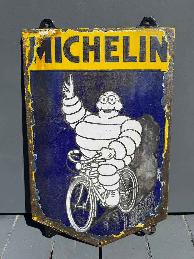 MICHELIN oud emaille reclamebord, Verzamelen, Ophalen of Verzenden, Gebruikt, Reclamebord