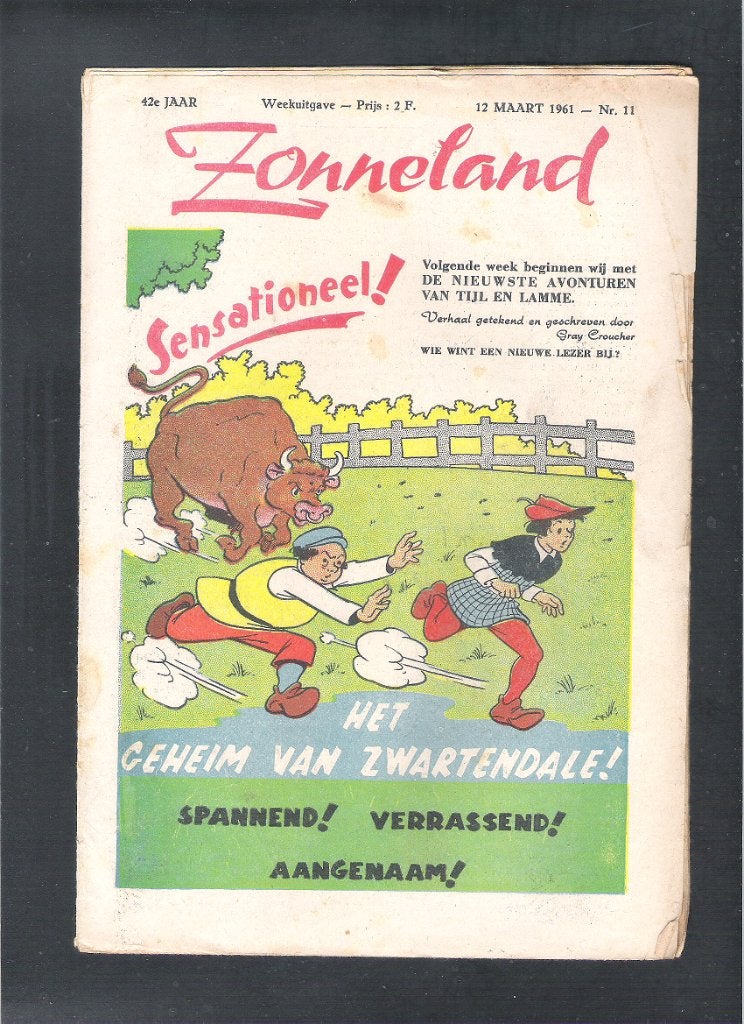 ZONNELAND 12 Maart 1961 Nr. 11 - Het geheim van zwartendale, Ophalen of Verzenden, Gelezen