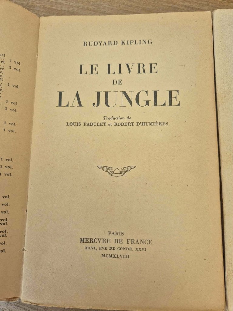 livre de la jungle 2 volumes 1948, Antiquités & Art, Enlèvement ou Envoi, Rudyard Kipling