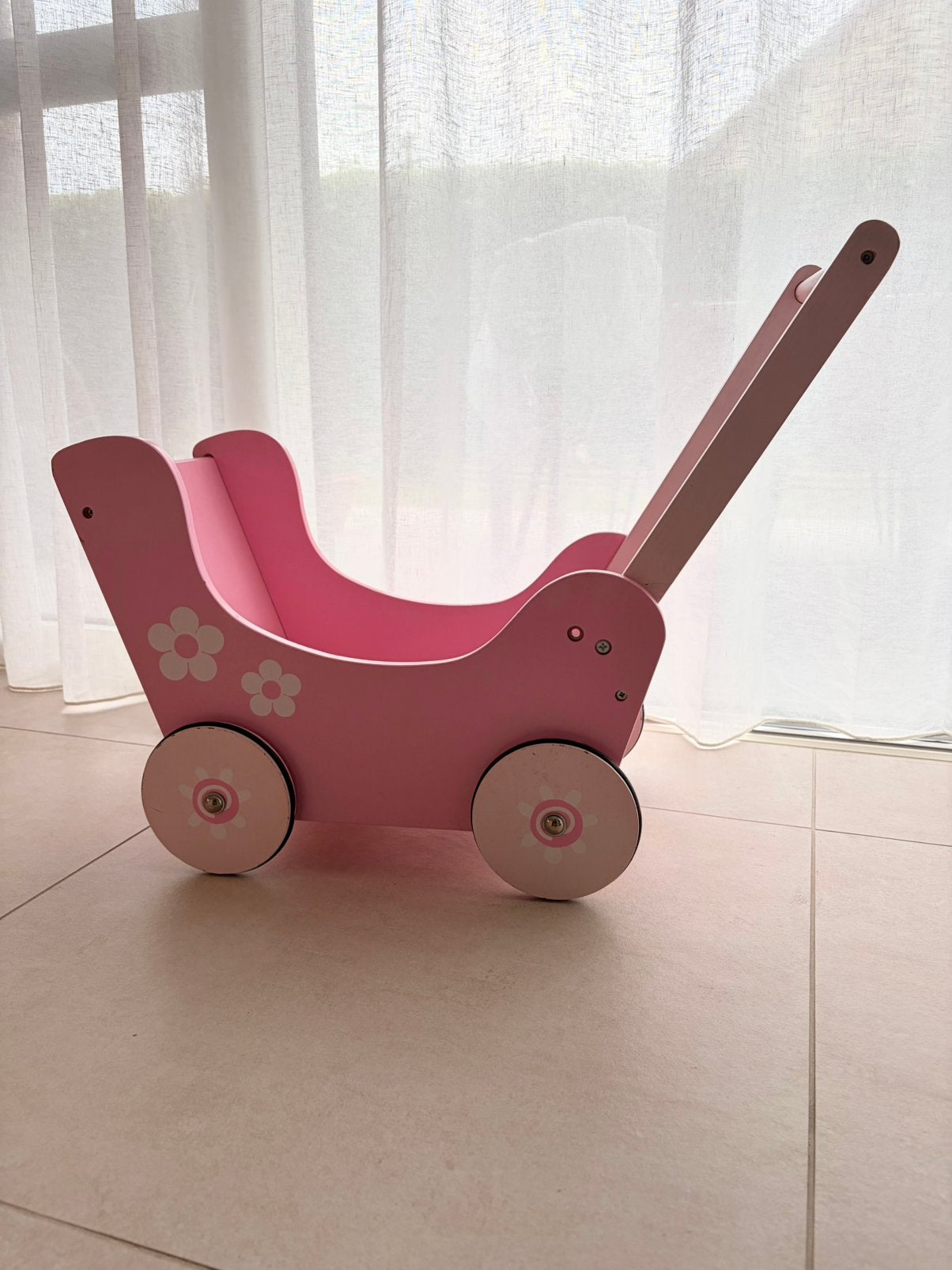 Roze houten poppenwagen, Kinderen en Baby's, Ophalen, Gebruikt