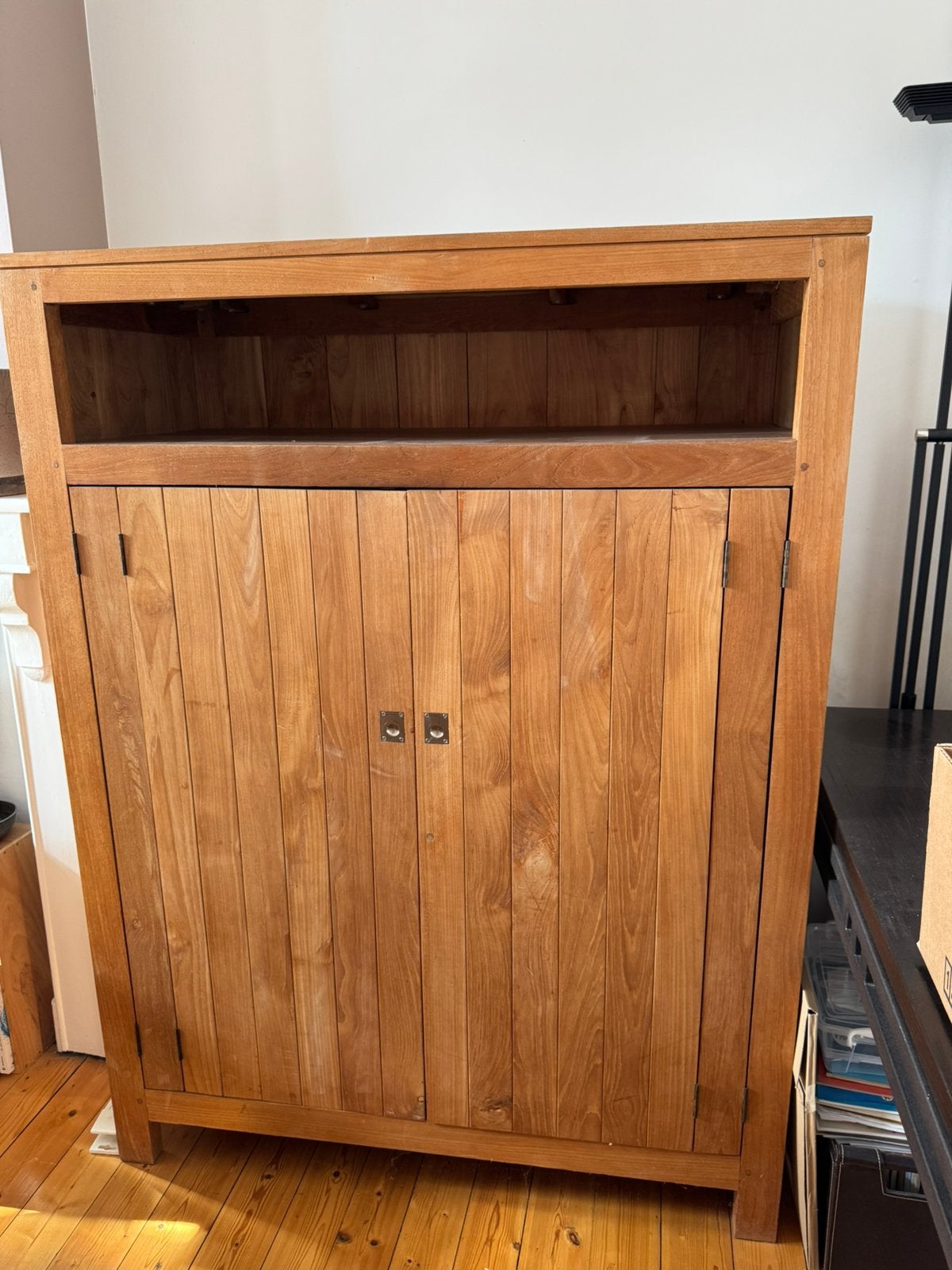 Kast en dressoir in teak, Huis en Inrichting, Kasten | Dressoirs, Ophalen, Met plank(en), Gebruikt, 100 tot 150 cm