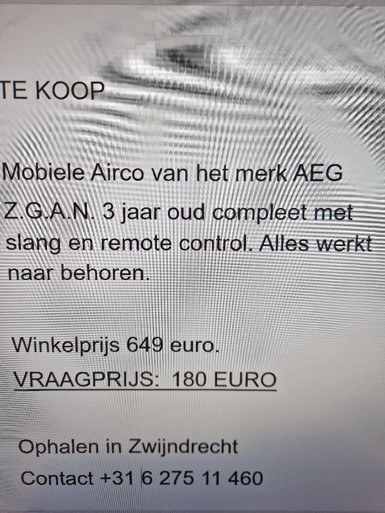 Mobiele airco van AEG, Elektronische apparatuur, Airco's, Ophalen, Koelen en Ontvochtigen, Timer, 3 snelheden of meer