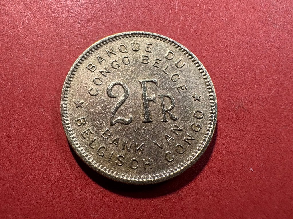 Belgisch Congo - 2 Frank 1947 (#179#), Postzegels en Munten, Munten | Afrika, Ophalen of Verzenden, Overige landen, Losse munt