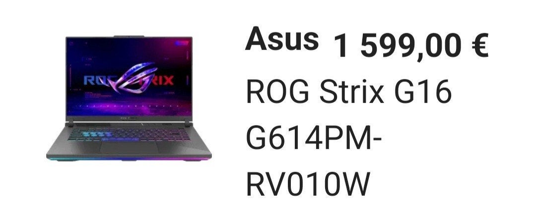 Pc gamer Asus ROG Strix G16 G614PM-RV010W, Computers en Software, Ophalen