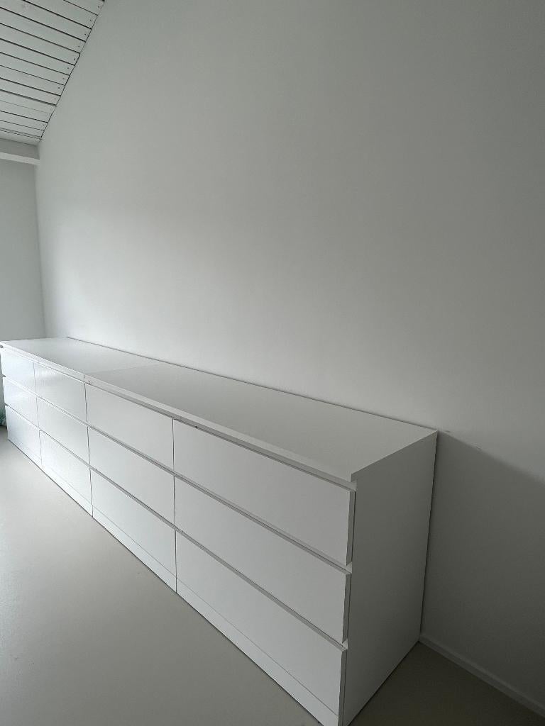 MALM dressoir met 6 laden, wit, 160x78 cm, Ophalen, Gebruikt, 5 laden of meer, 150 tot 200 cm