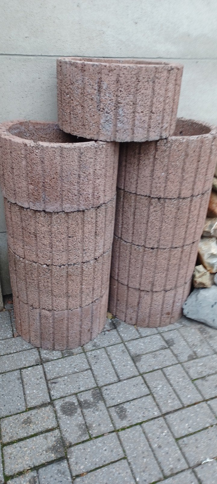 betonnen bloembakken 9 stuks 50cm, Ophalen, Gebruikt, Minder dan 60 cm, Rond