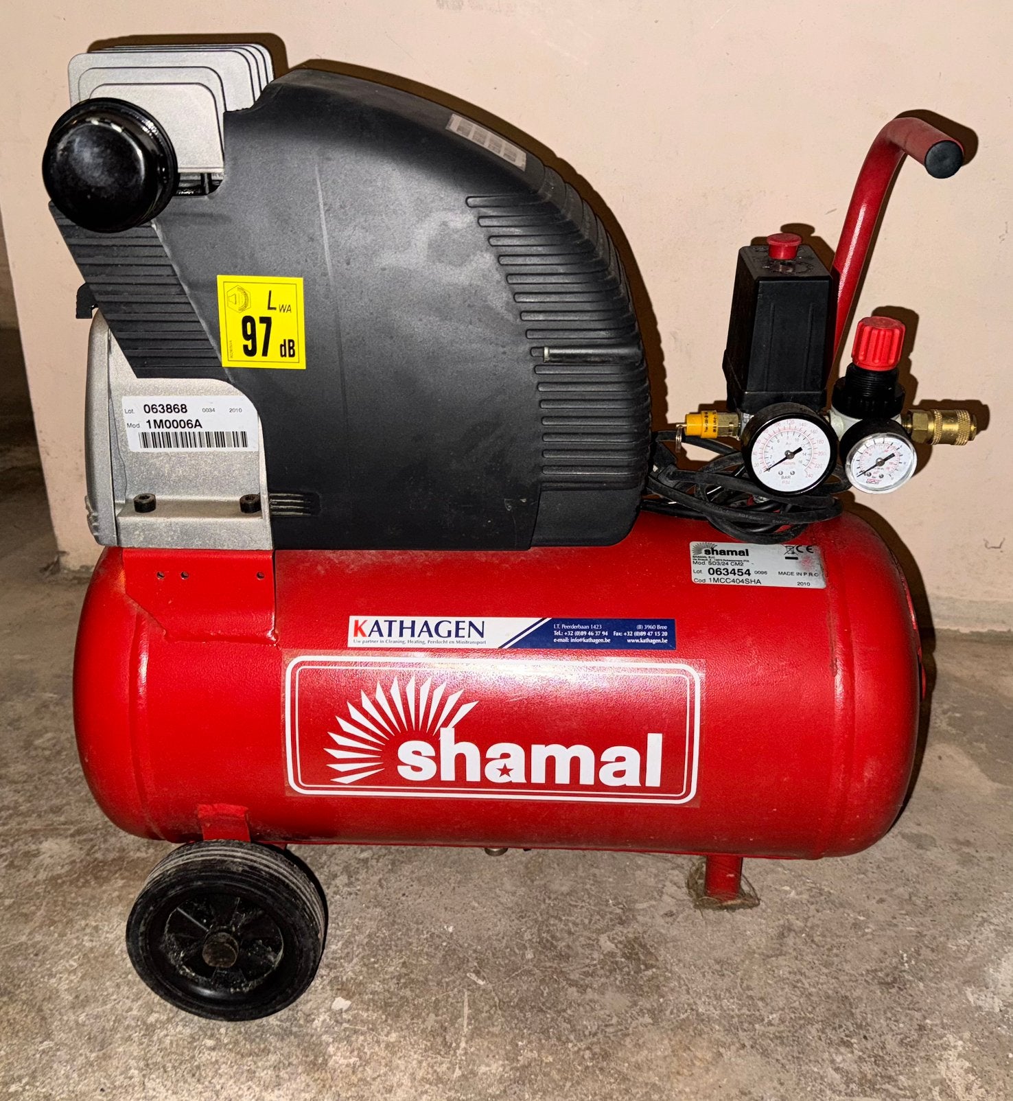 Compressor 24 liter Shamal SD3/24 CM2, Minder dan 25 liter, Ophalen, Zo goed als nieuw, 10 bar of meer