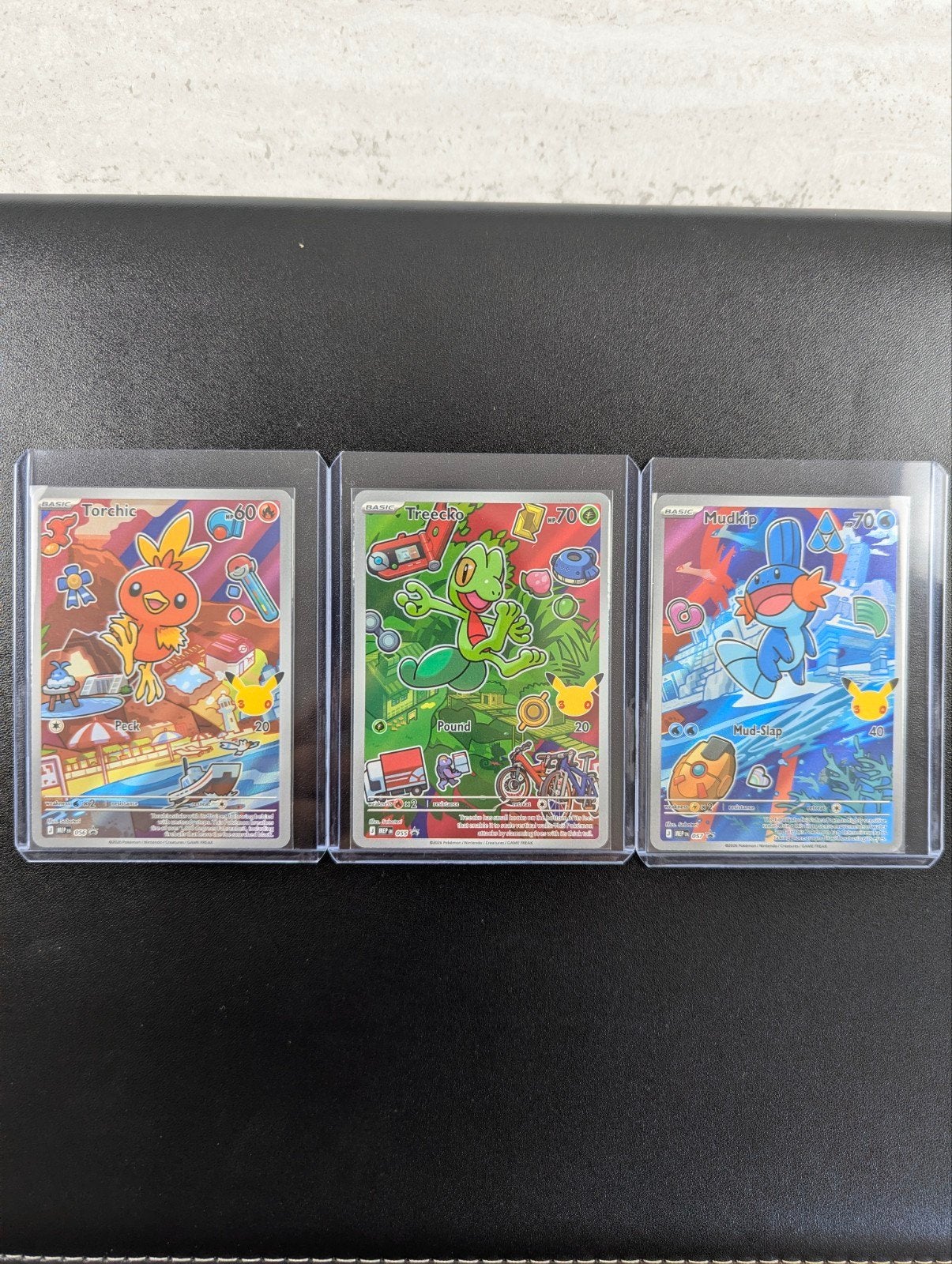 Pokémon 3-Kaarten Lot Torchic 056 Treecko 055 Mudkip 057 EN, Hobby en Vrije tijd, Ophalen, Nieuw, Losse kaart, Foil