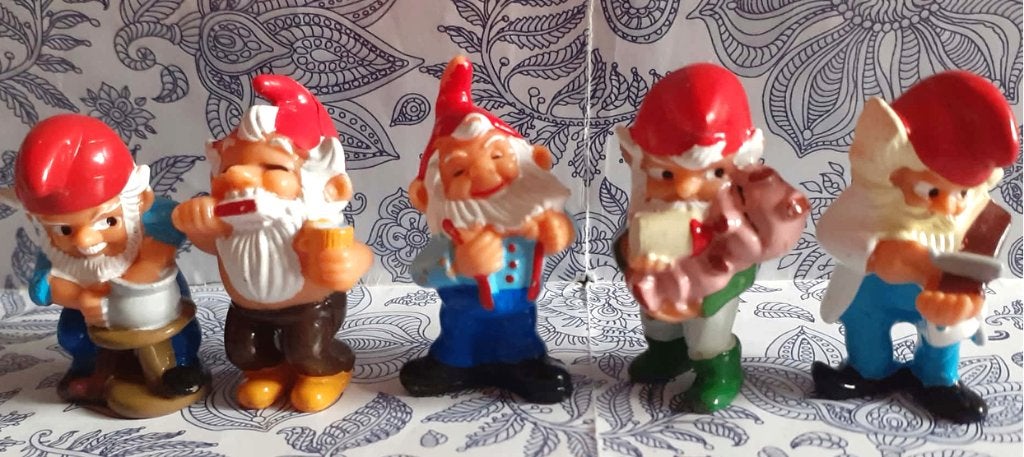 5 figurine kinder serie nain de jardin, Enlèvement ou Envoi, Utilisé, Figurines