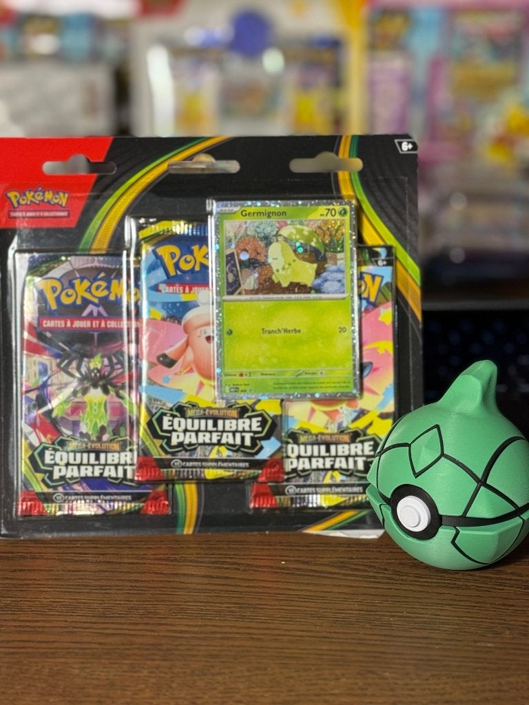 Tri-pack Pokemon Equilibre Parfait + Poke Ball 3D Chrysacier, Enlèvement ou Envoi, Neuf, Autres types