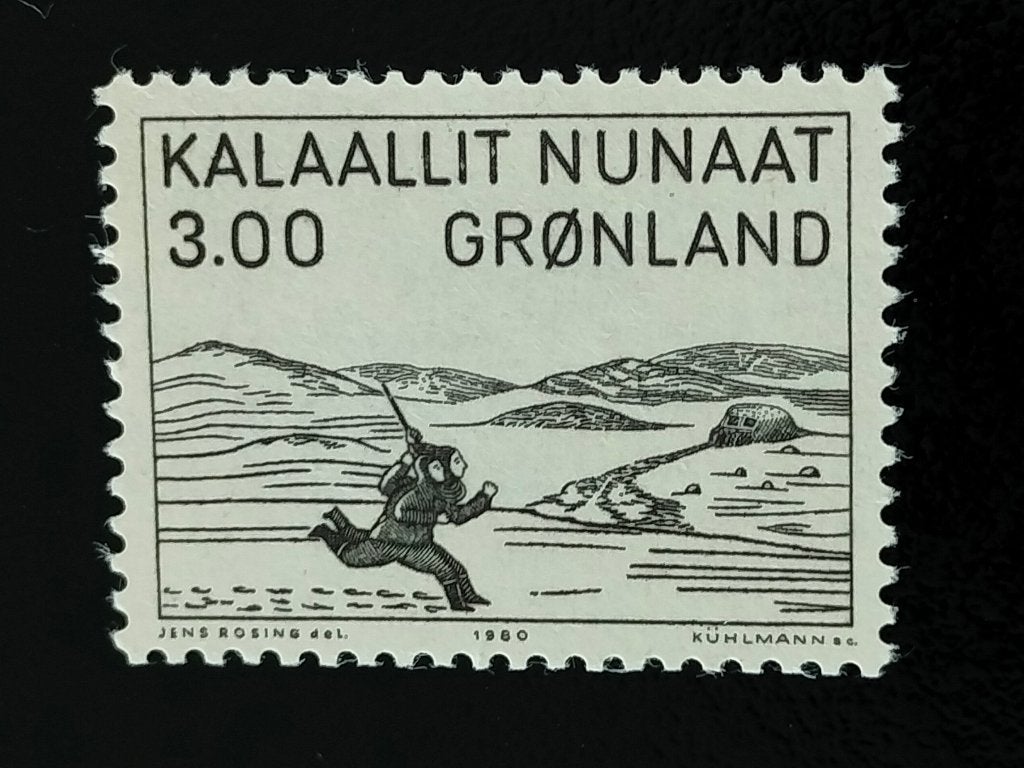 Groenland 1980 - kunst, Houtgravure door Aaron van Kangeq **, Verzenden, Denemarken, Postfris