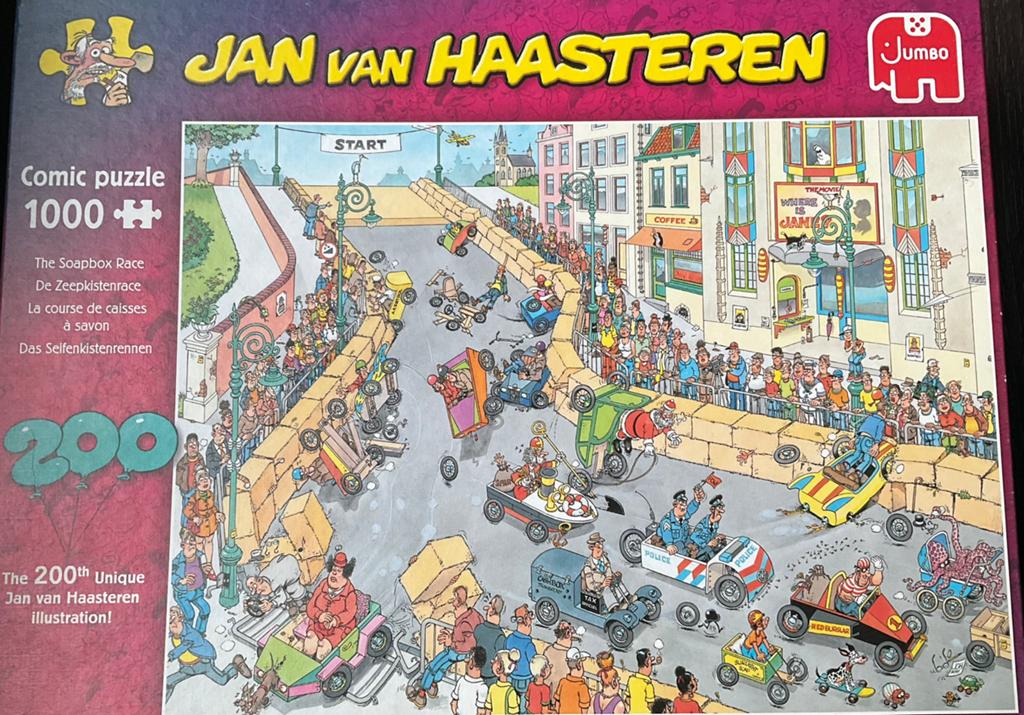 Jan Van Haasteren - de zeepkistenrace - 1000 stuks, Enlèvement, 500 à 1500 pièces, Comme neuf, Puzzle