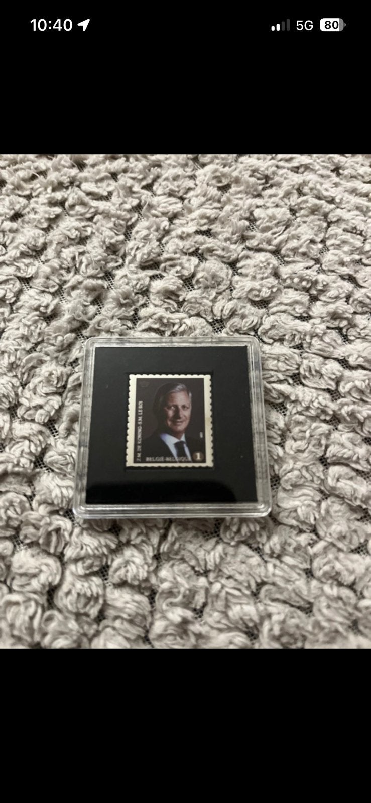 Verzilverde postzegel koning filip, Verzamelen, Ophalen, Zo goed als nieuw