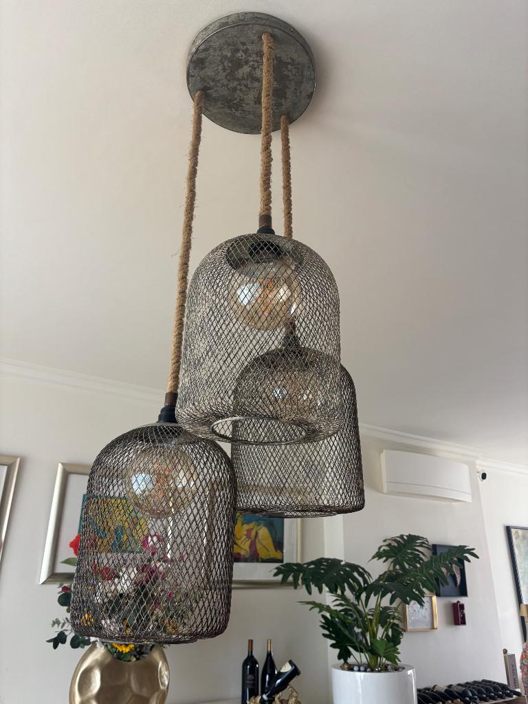 Industriële Hanglamp met drie ledlampen, Ophalen, Nieuw, Metaal, Industriël
