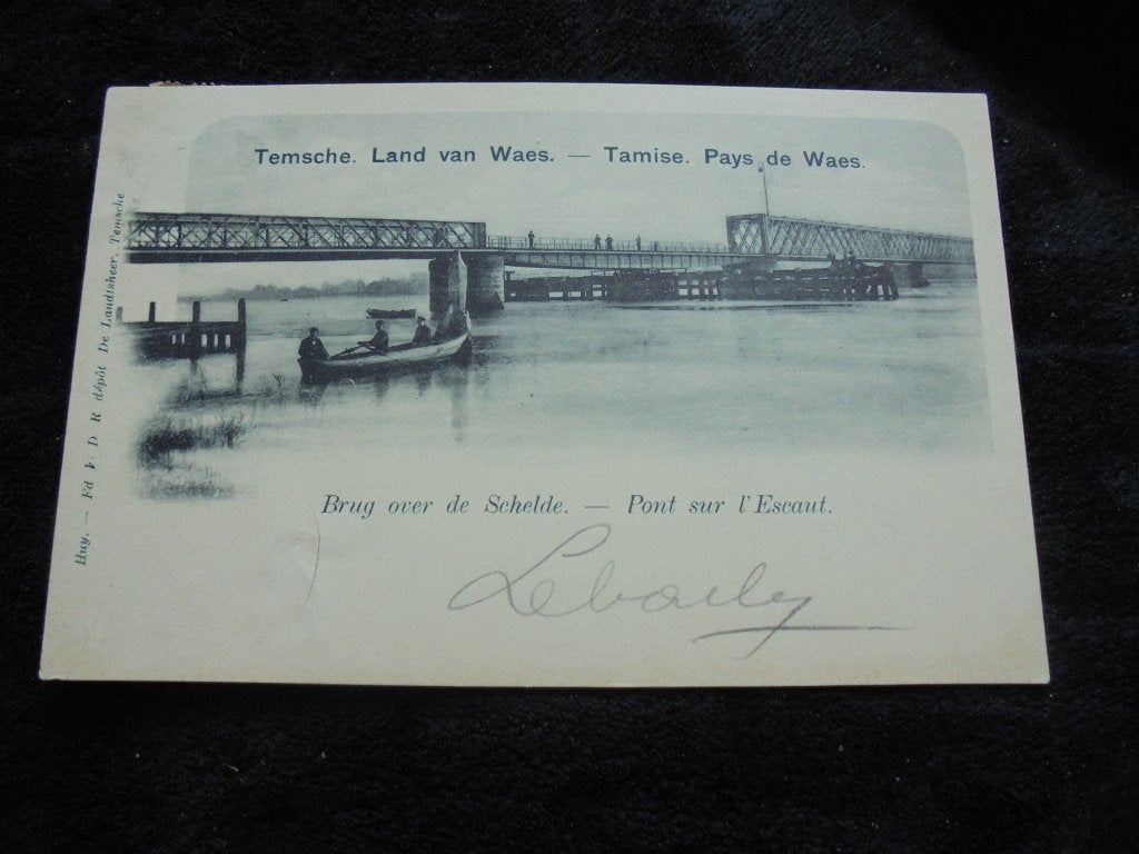 Oude Beschreven Postkaart Temsche Brug over de Schelde, Envoi