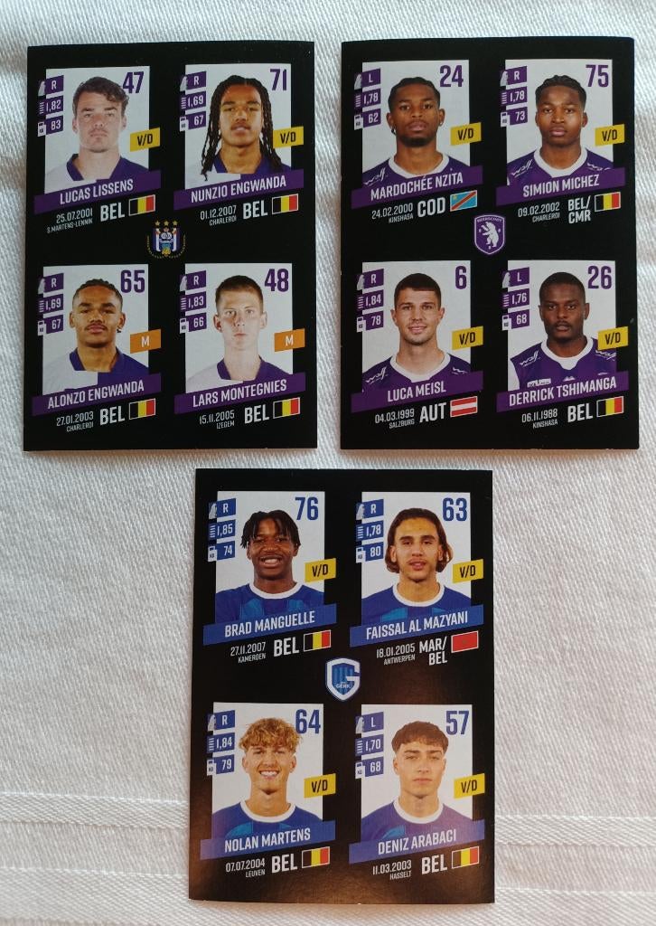 3 autocollants (rookies) Pro League 2023-2024, Enlèvement ou Envoi, Comme neuf, Plusieurs autocollants