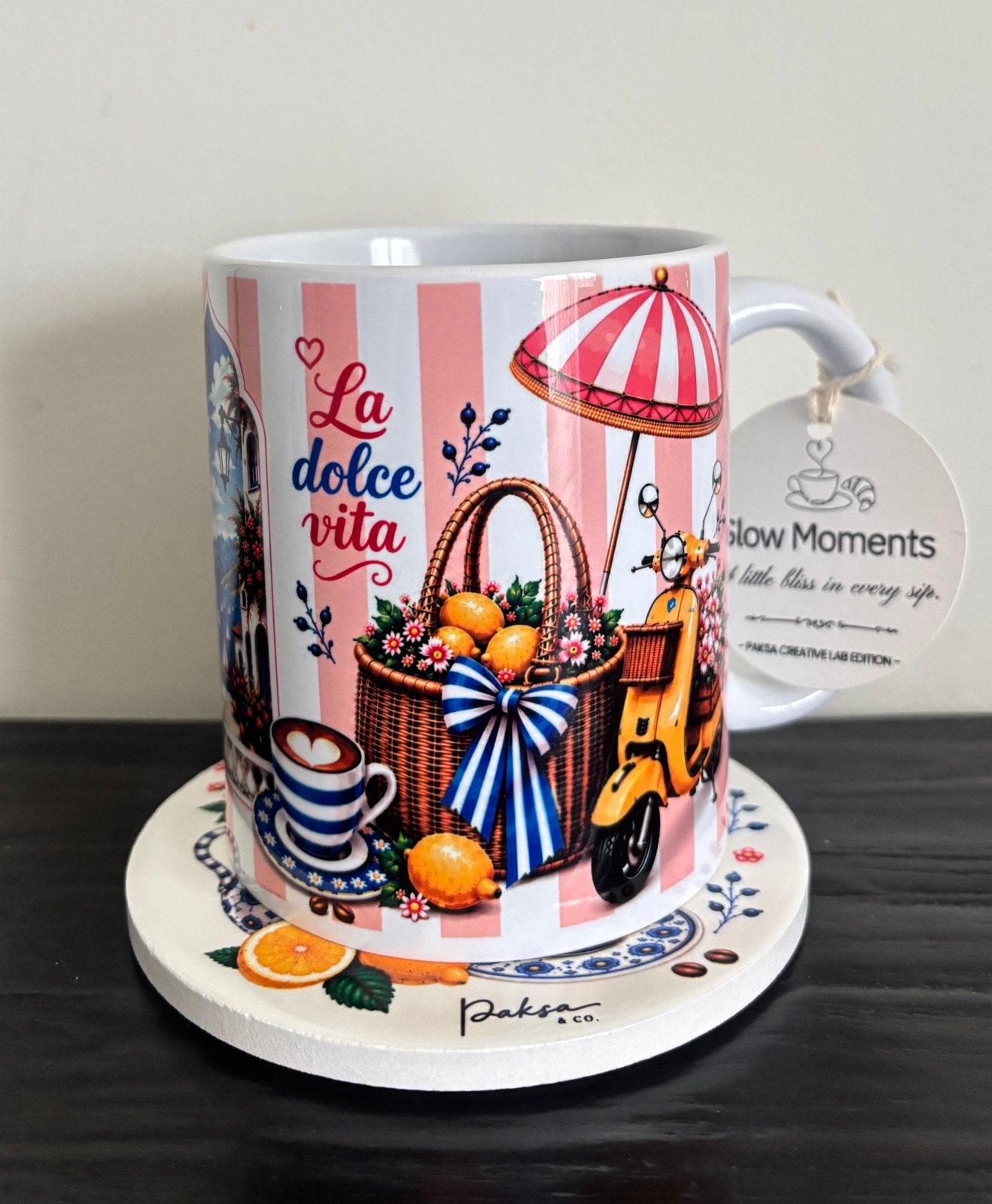 Koffiemok 330ml met Keramische Onderzetter, Overige merken, Verzenden, Keramiek, Nieuw