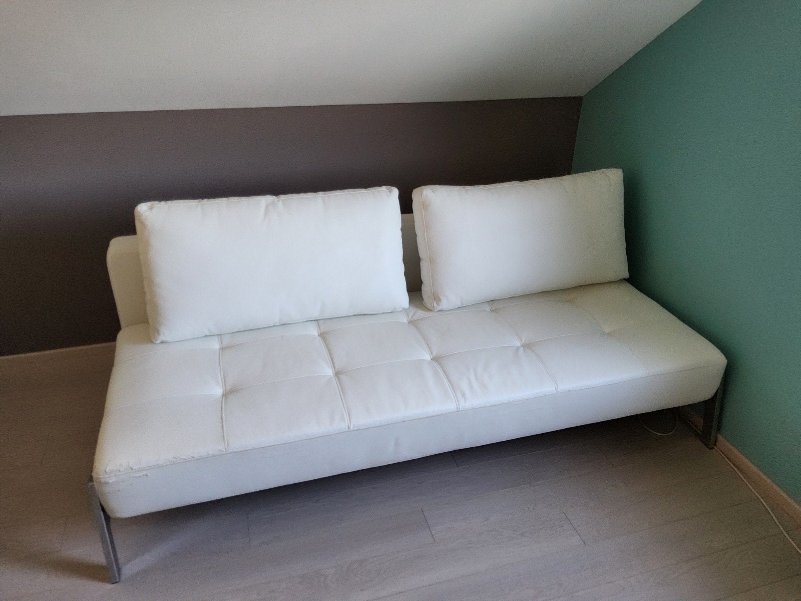 Canapé lit simili cuir blanc, Enlèvement, Blanc, 200 cm
