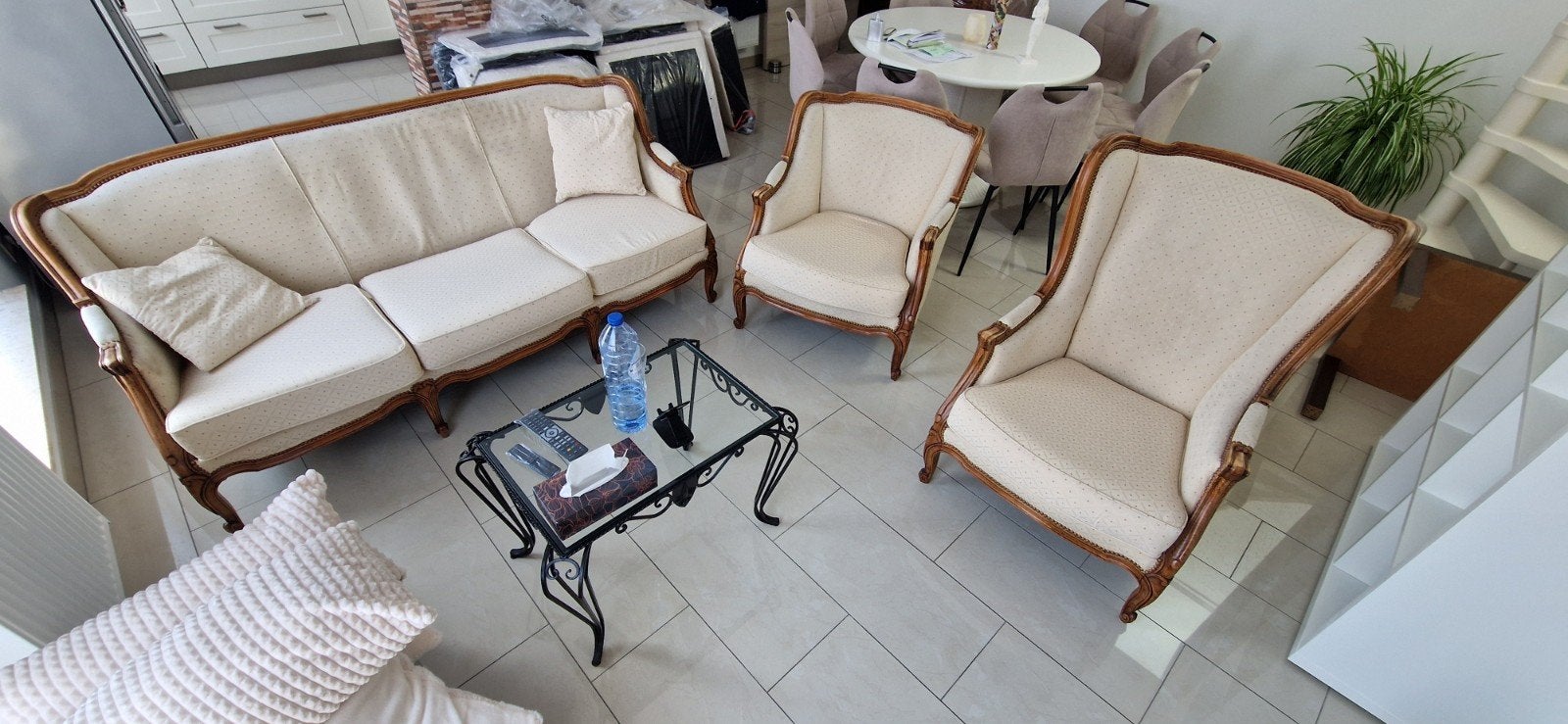 Ensemble 3 pieces salon . couleur beige avec motif, Maison & Meubles, Canapés | Salons, Enlèvement ou Envoi