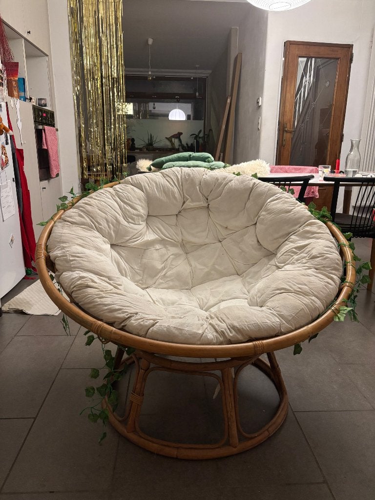 Papasan rotan ronde zetel, Huis en Inrichting, Ophalen, Gebruikt, Eenpersoons, Minder dan 150 cm