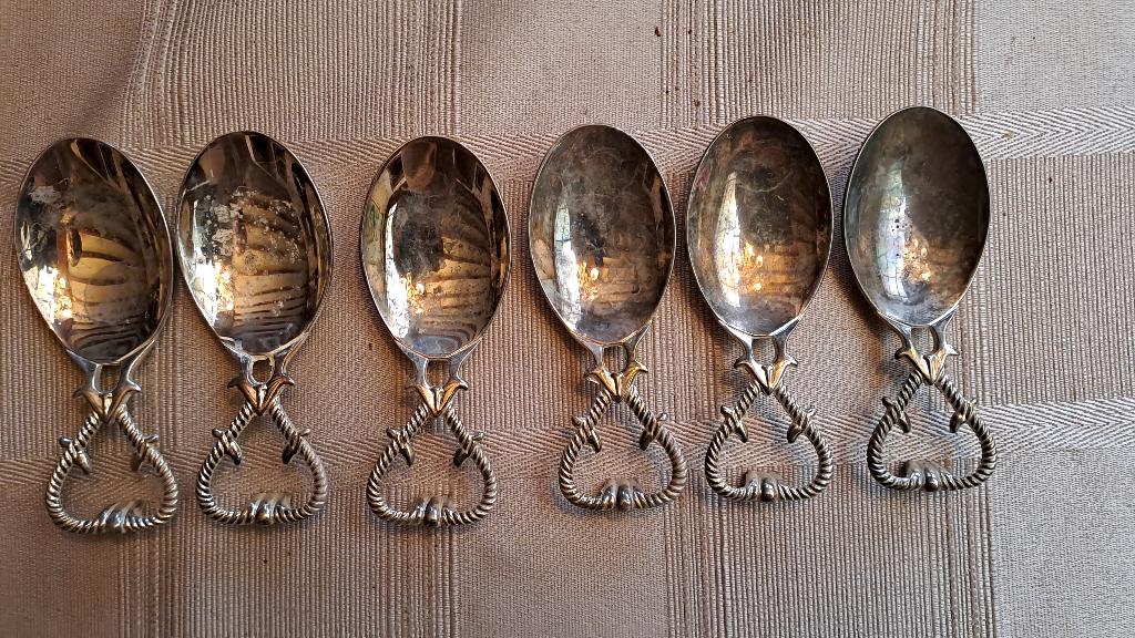 6 verzilverde aperitiefhap lepels, Ophalen