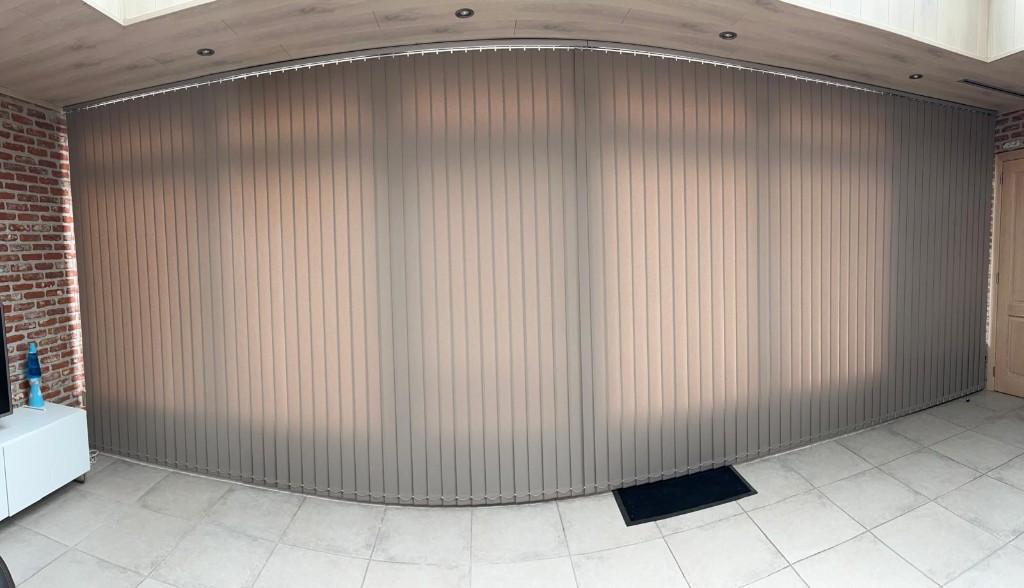 Verticale stoffen lamellen taupe – rails inbegrepen, Ophalen, Gebruikt, 200 cm of meer, Overige kleuren