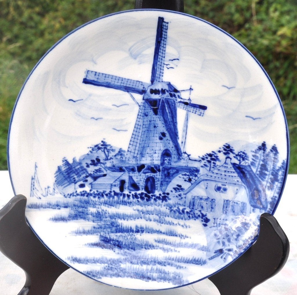 assiette décorative delft bleu moulin, Enlèvement ou Envoi