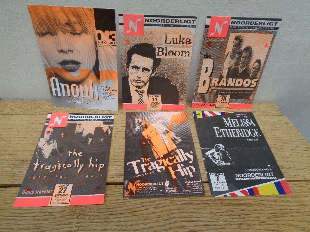 6 retro TICKETS M.Etheridge-Luka Bloom-Tragically Hip-Anouk, Tickets & Billets