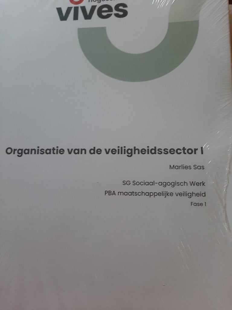 Cursus 'Organisatie van de Veiligheidssector I', Boeken, Ophalen of Verzenden, Nieuw, Hogeschool, Marlies Sas