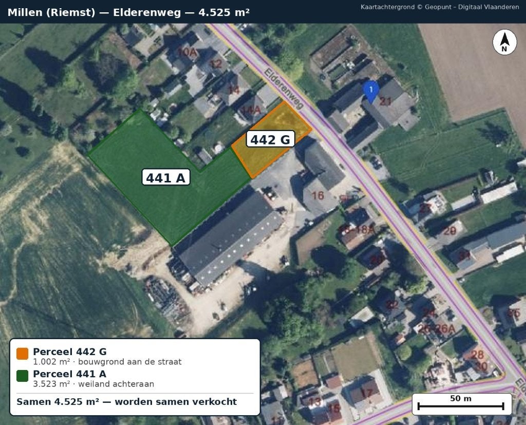 Bouwgrond + weiland 4.525 m² - Millen (Riemst), RIEMST, Ventes sans courtier, 1500 m² ou plus