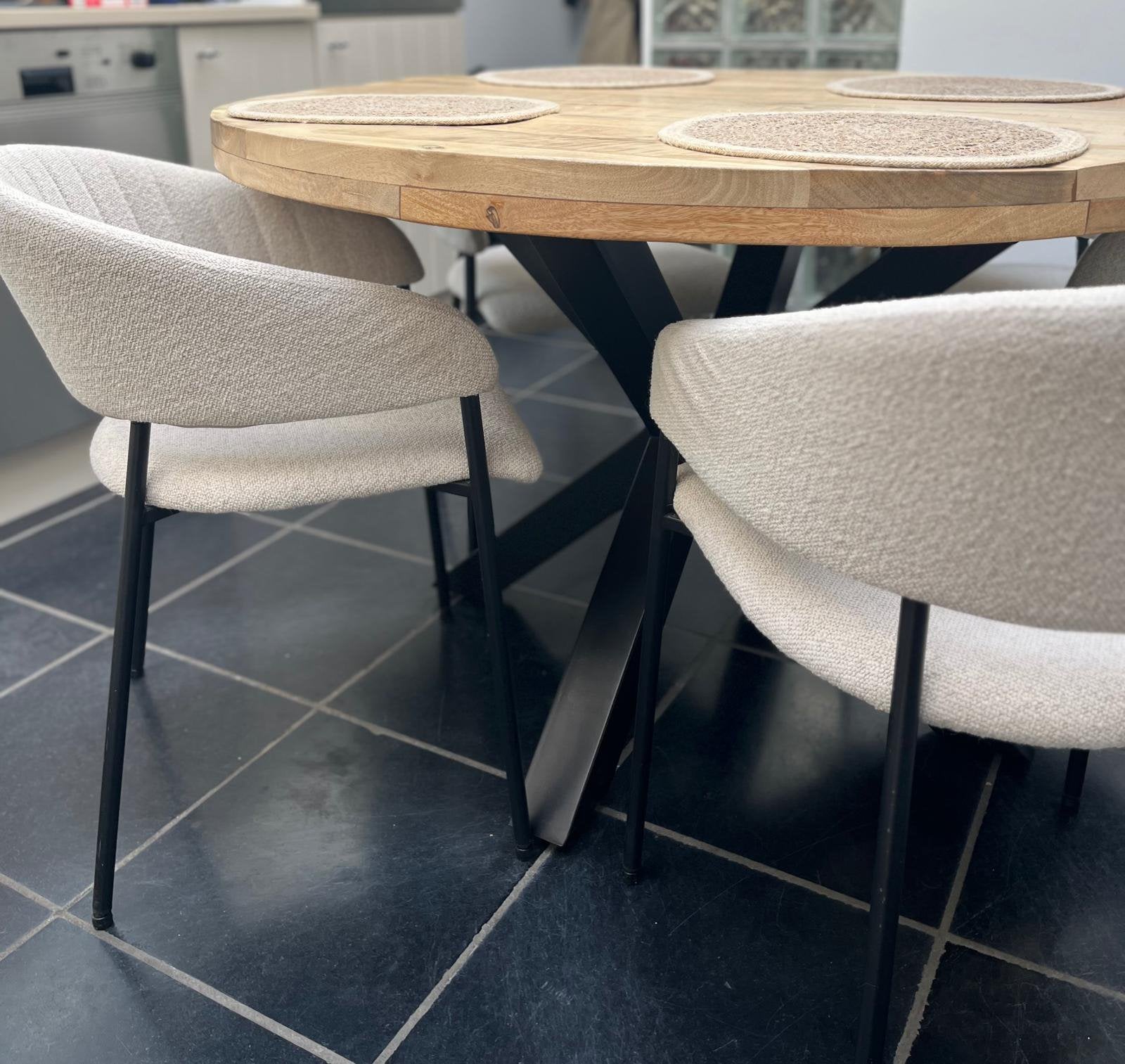 Ronde Houten Tafel, Huis en Inrichting, Tafels | Eettafels, Ophalen, 100 tot 150 cm, Rond, Zo goed als nieuw