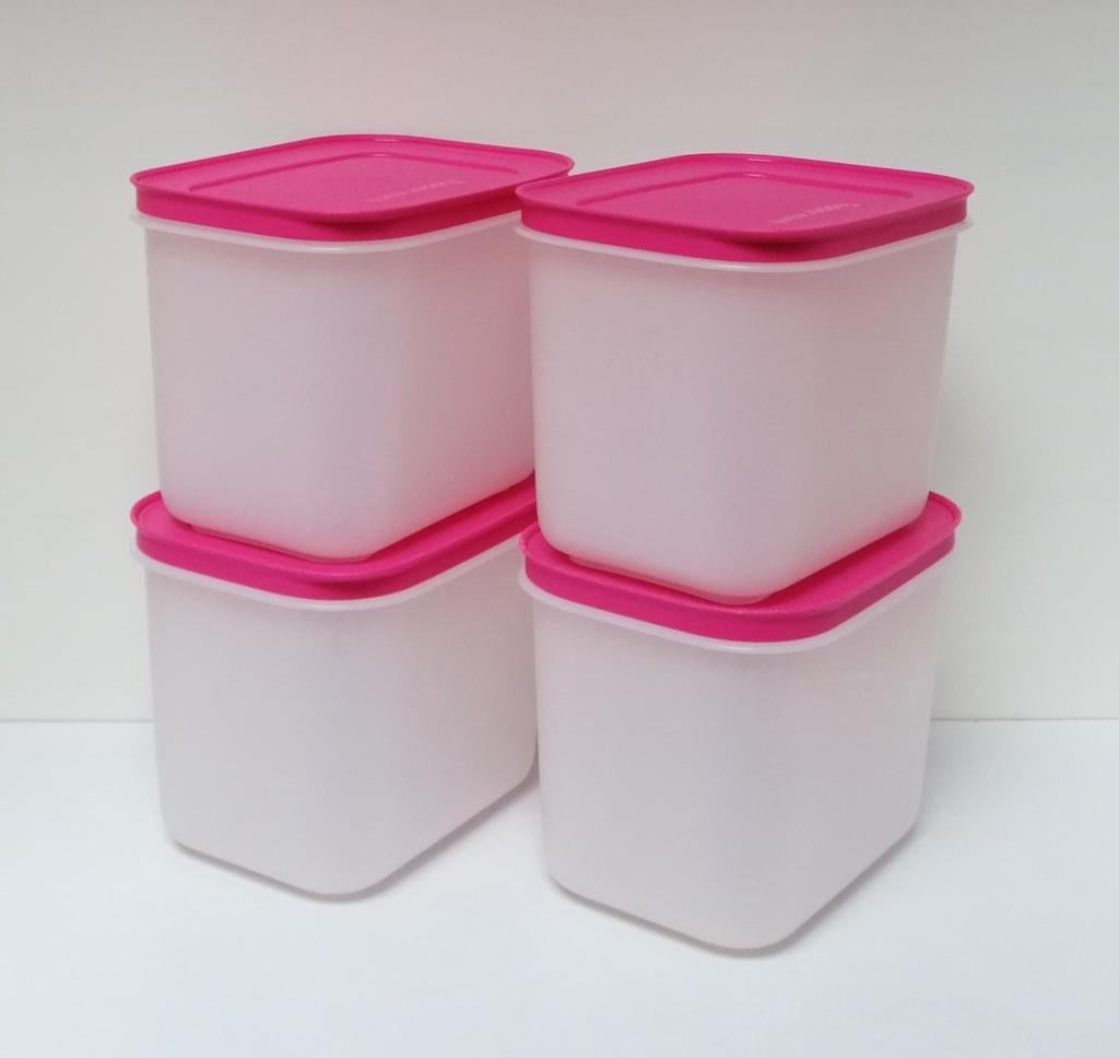 Tupperware™ « Igloo » Diepvriezer - 1,1 liter x 4 - roze, Verzenden, Nieuw, Paars, Bus of Trommel