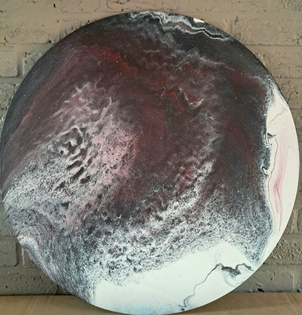 Abstract Modern Acryl canvas 70cm diameter, Ophalen, Gesigneerd, Acrylverf, Abstract