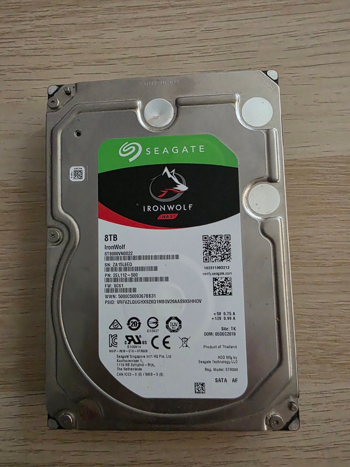 Seagate Ironwolf 8 TB, Computers en Software, Harde schijven, Intern, Gebruikt, Ophalen of Verzenden, Seagate