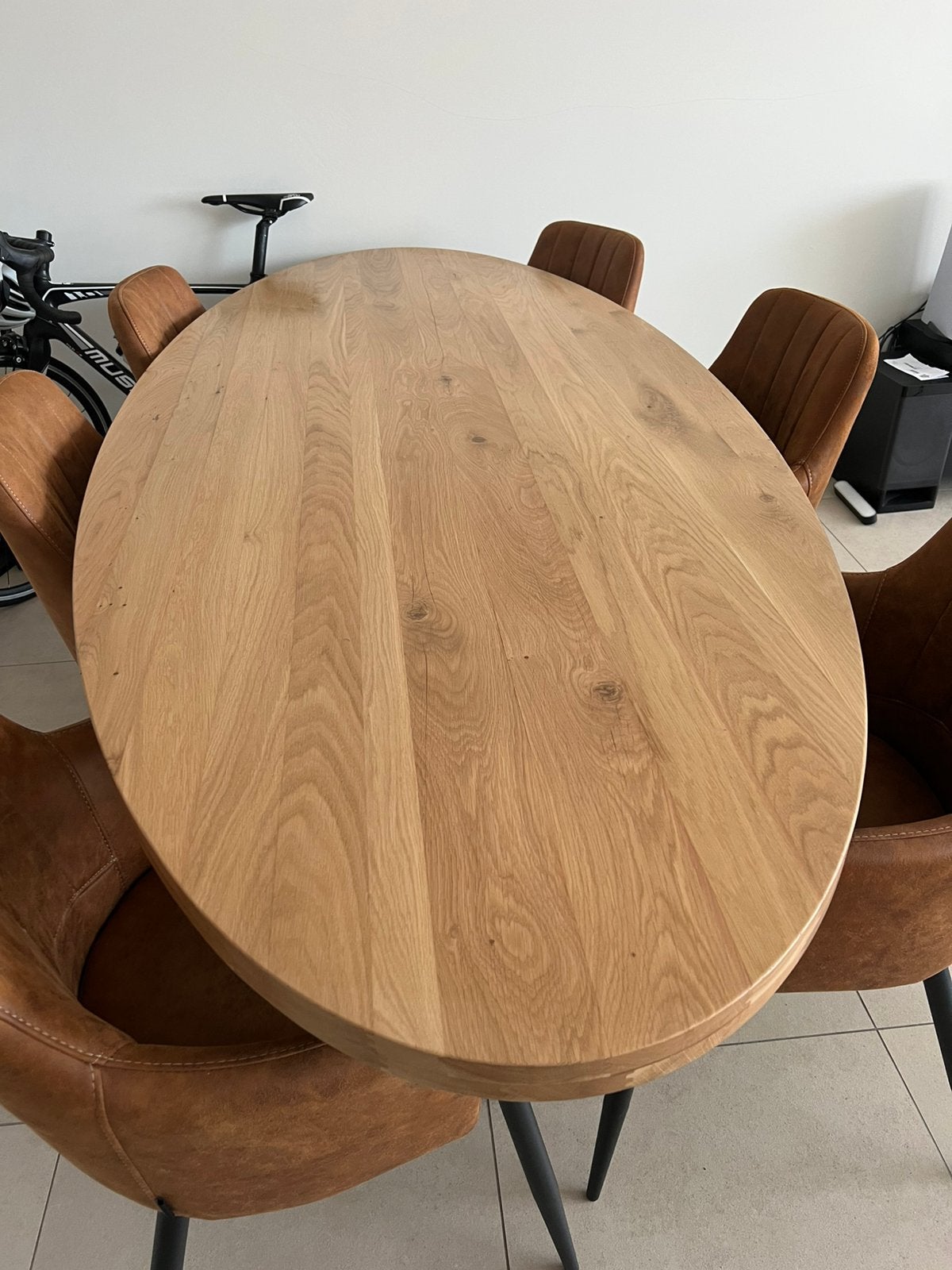 Massief eiken  eettafel – Smoked Oak, Huis en Inrichting, Ophalen, Zo goed als nieuw, Ovaal