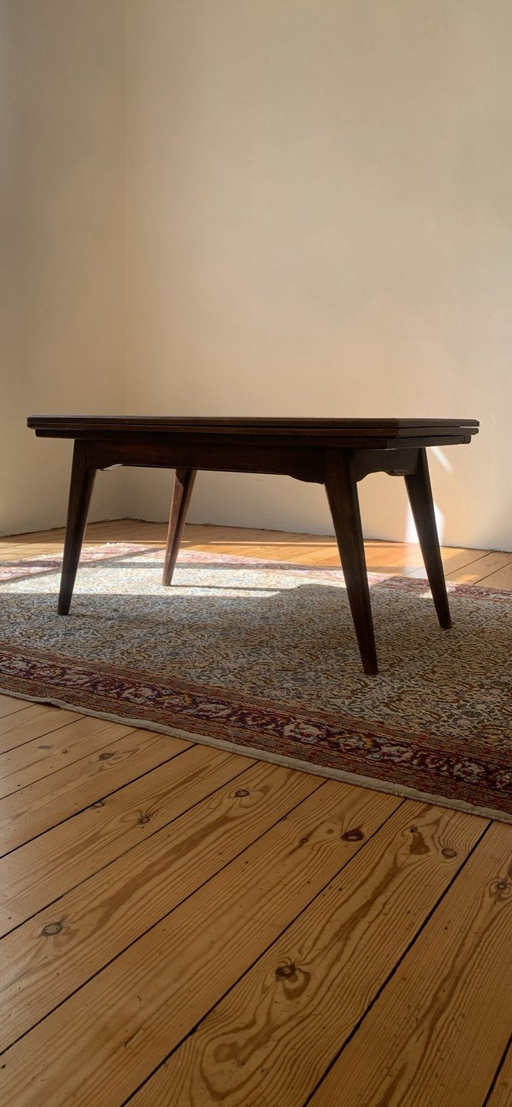 Table basse vintage en bois années 50-60’, 50 à 100 cm, Enlèvement, Utilisé, Rectangulaire