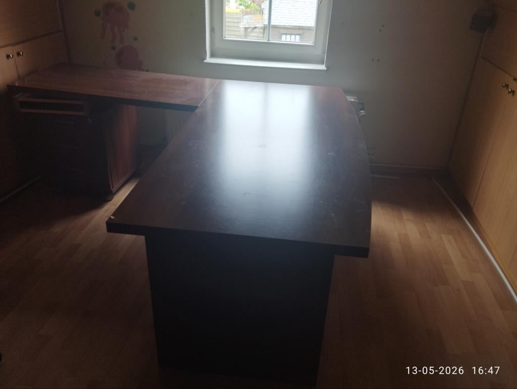 Mooie grote zakelijke bureau, Huis en Inrichting, Bureaus, Ophalen, Gebruikt, 180 cm, Hoekbureau