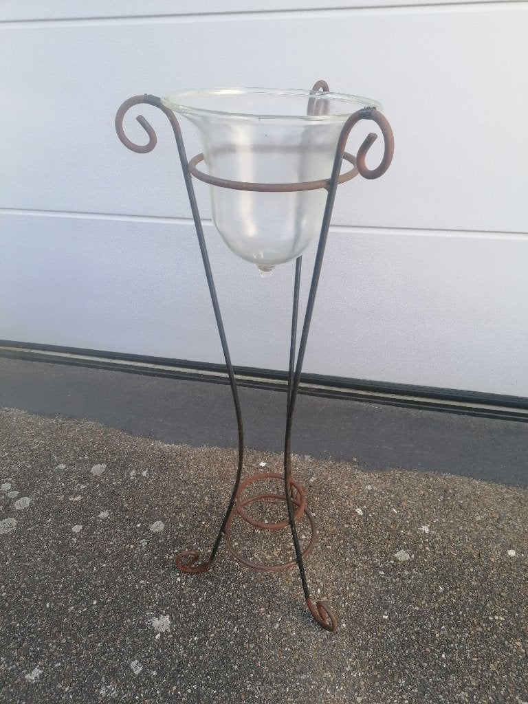 bloempot op staander, Tuin en Terras, Bloempotten, Gebruikt, Rond, Metaal, Binnen